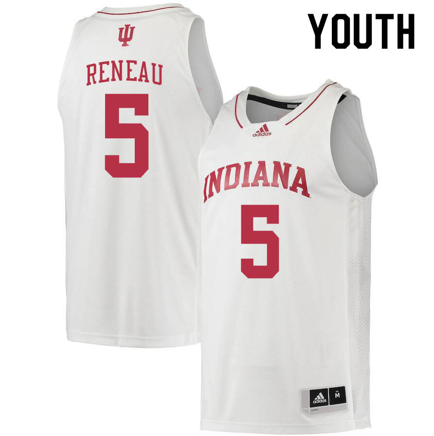 Youth #5 Malik Reneau Indiana Hoosiers College Basketball Jerseys Stitched Sale-White - Click Image to Close
